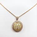 Diamond Cluster Drop Pendant Necklace 18 Karat Two Tone Gold