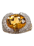 Citrine, Yellow Sapphire, and Diamond Ladies Ring in 18Kt White Gold