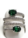 18Kt White Gold Tsavorite and Diamond Ladies Spiral Ring