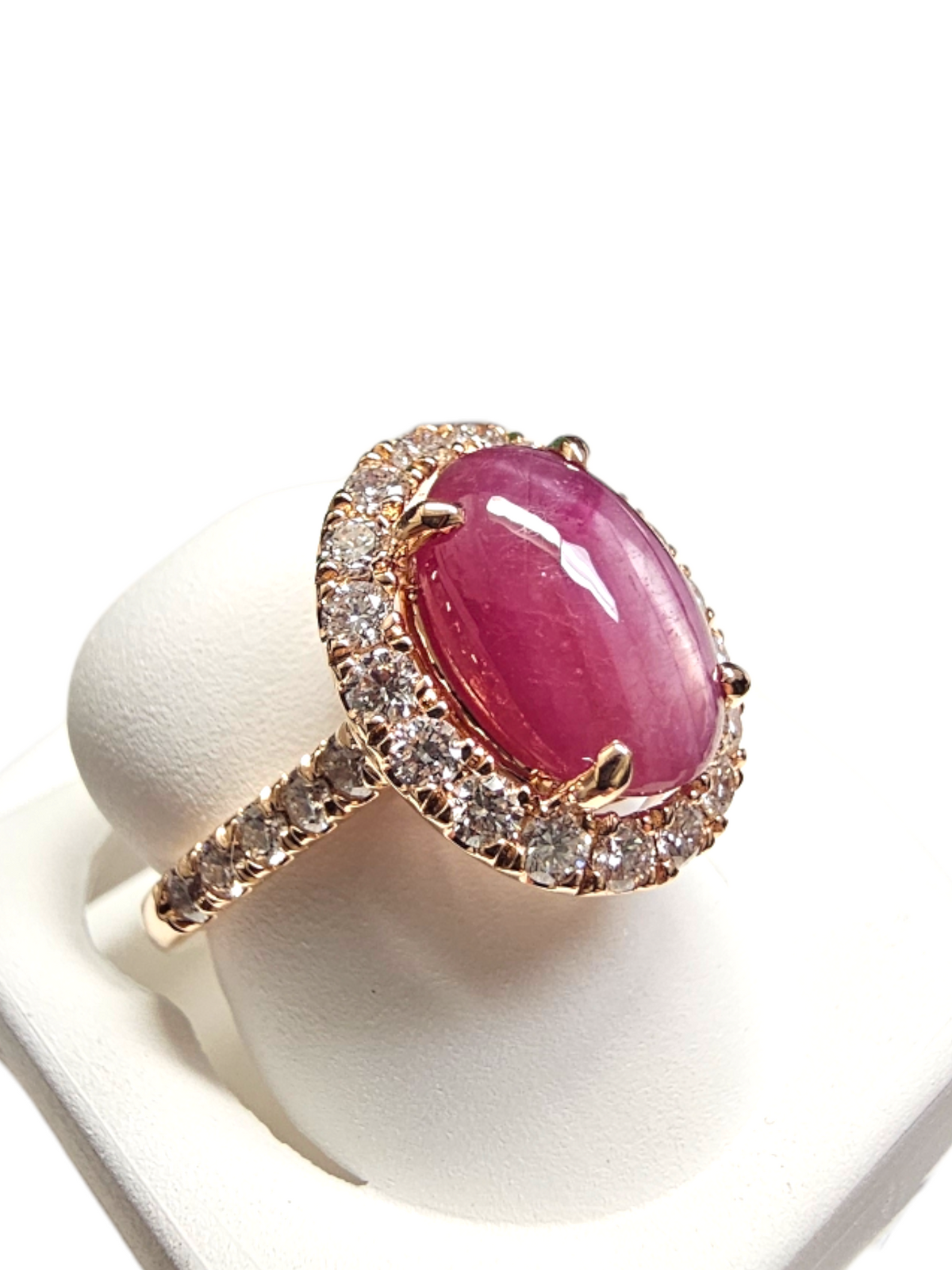 18Kt Rose Gold Star Ruby and Diamond Ladies Ring