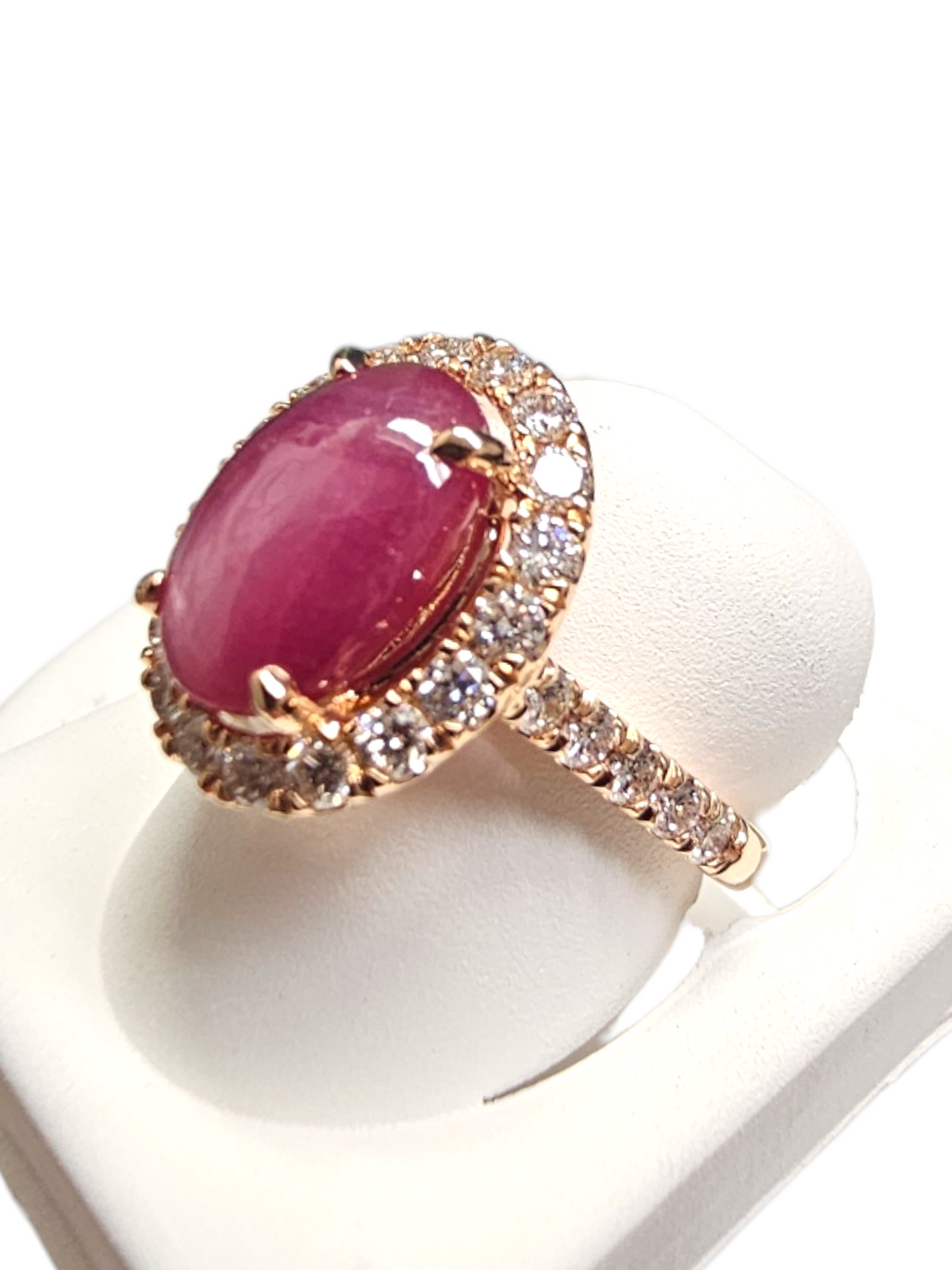 18Kt Rose Gold Star Ruby and Diamond Ladies Ring