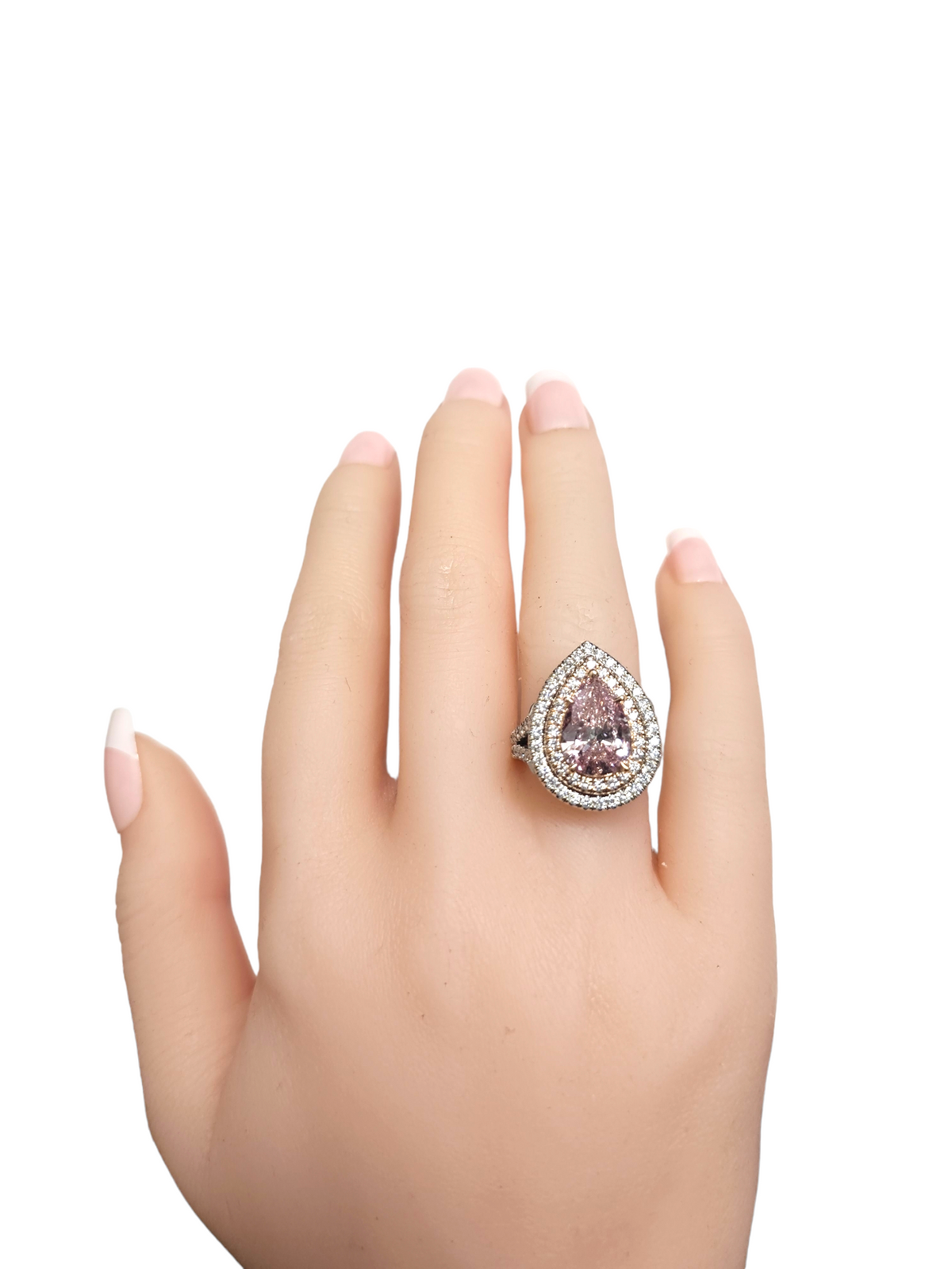 18Kt White and Rose Gold Pink and White Diamond Ring