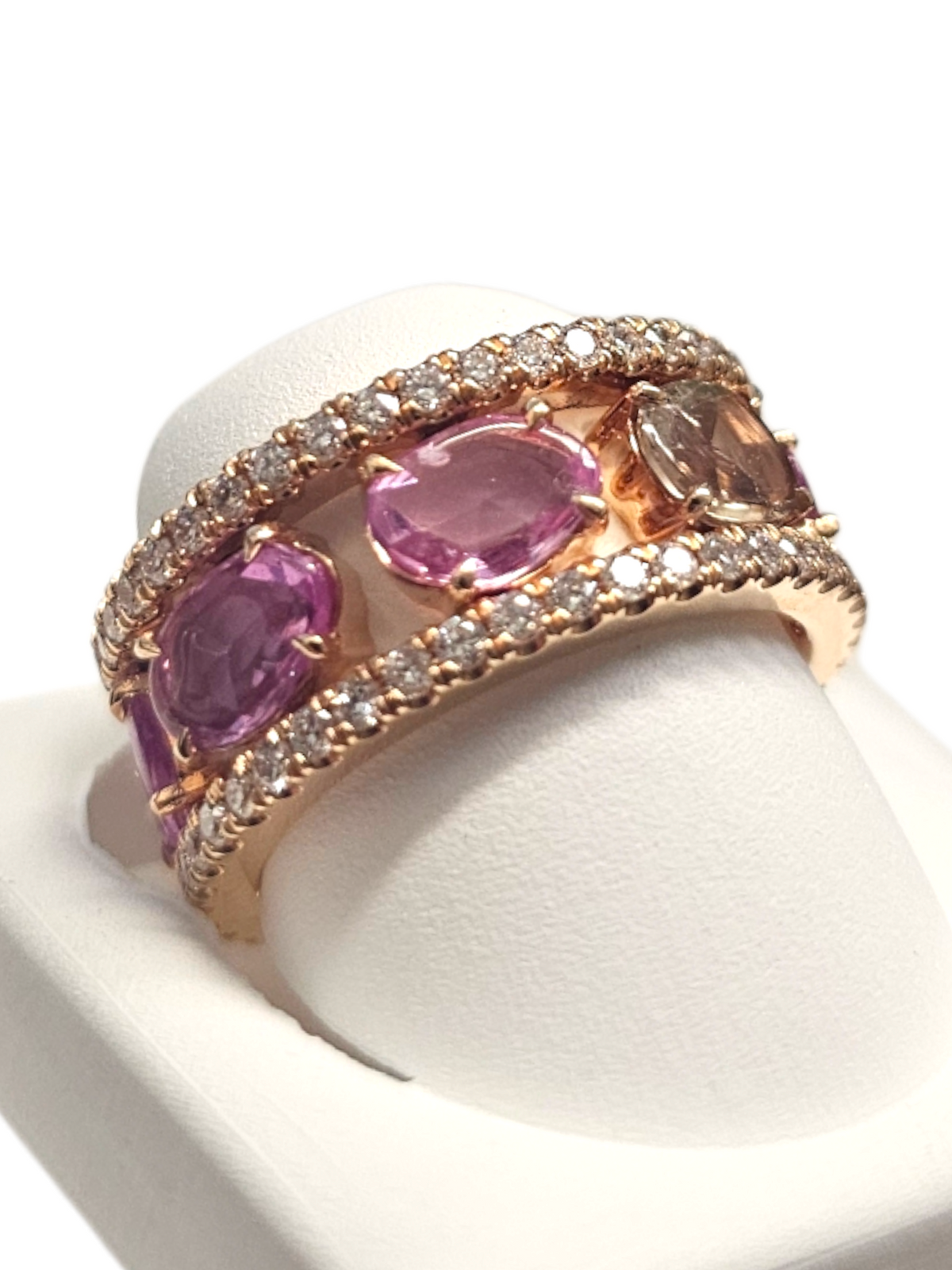 18Kt Rose Gold Yellow and Pink Sapphire Ring
