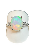 14Kt White Gold Ethiopian Opal and Diamond Ring