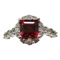 18Kt White Gold Garnet and Diamond Ladies Ring