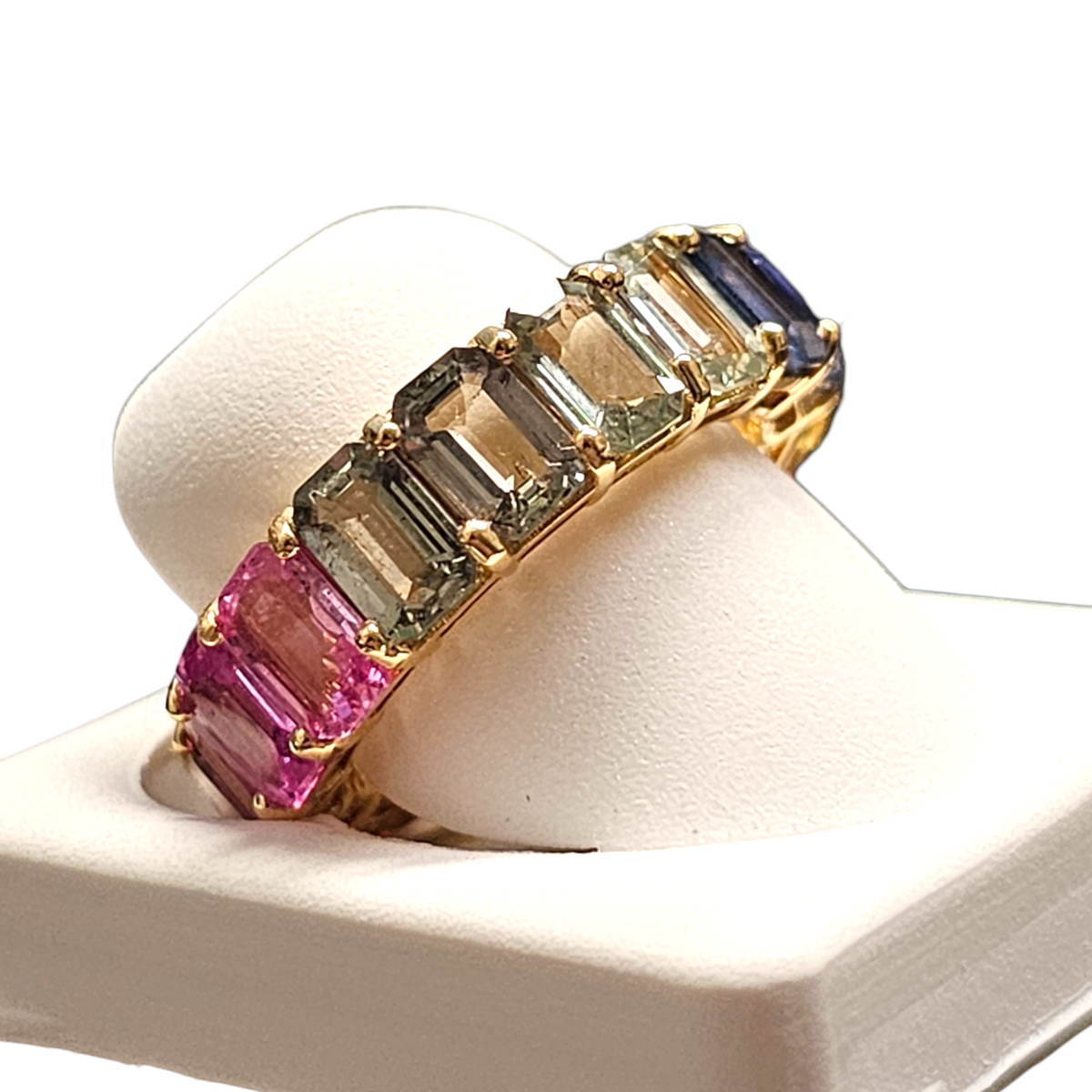 18Kt Yellow Gold Multi Colored Sapphire Eternity Band