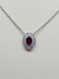 Ruby and Diamond Pendant Necklace in 18Kt White Gold