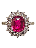 Unheated Ruby and Diamond Ladies Ring in 18kt White Gold