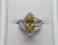 Yellow Sapphire and Diamond Ring in 18Kt White Gold