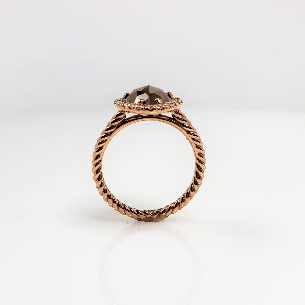 Rose Gold Contemporary Halo Rough Diamond Ring