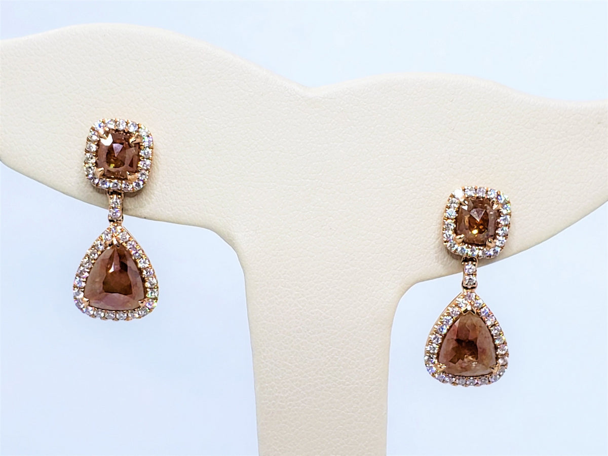 Classy Rough Diamond 14K Rose Gold Diamond Earrings