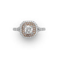 Double Halo Diamond Ring in 18 Karat Two Tone Gold