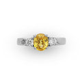 14Kt White Gold Yellow Sapphire and Diamond Ladies Ring