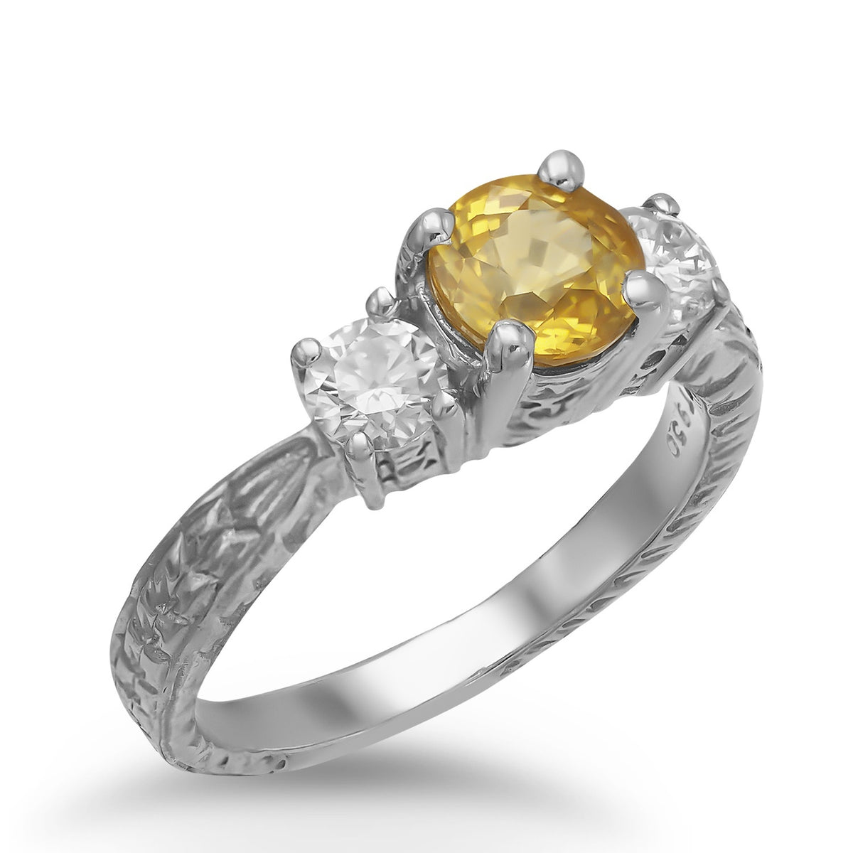 White Gold Yellow Sapphire Ring