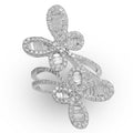 Butterfly Baguette Diamond Ring in 18 Karat White Gold