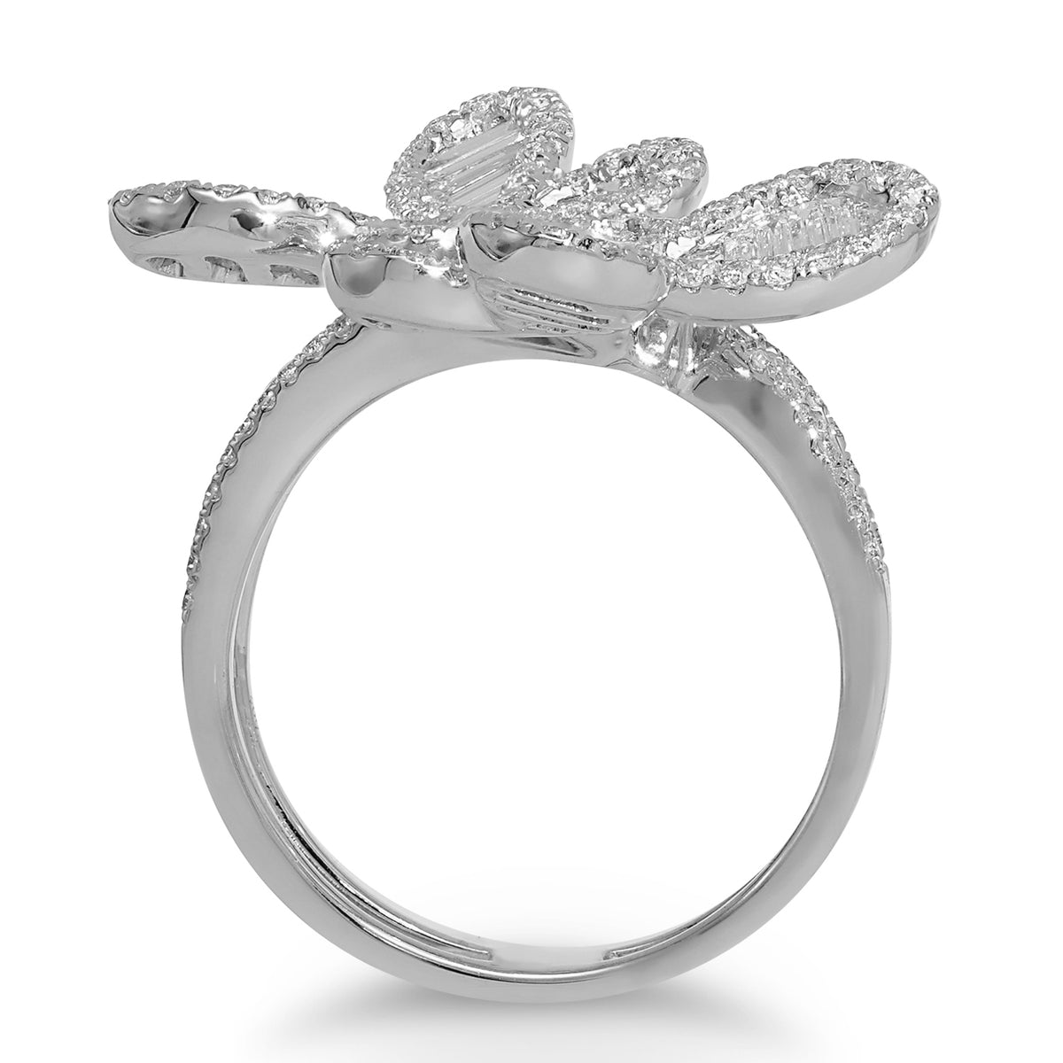 18Kt Butterfly Baguette Diamond Ring
