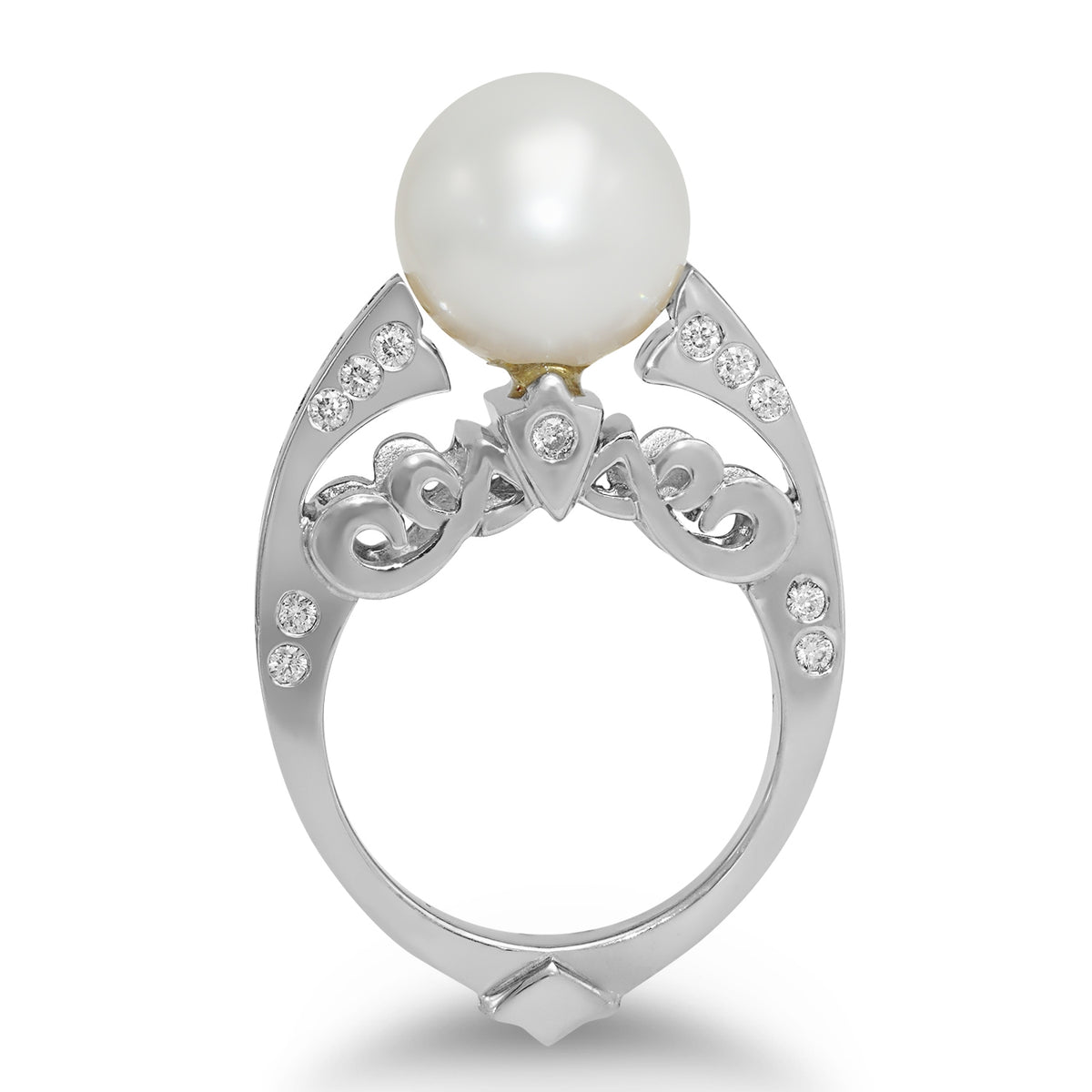 Ornate White Pearl Ring