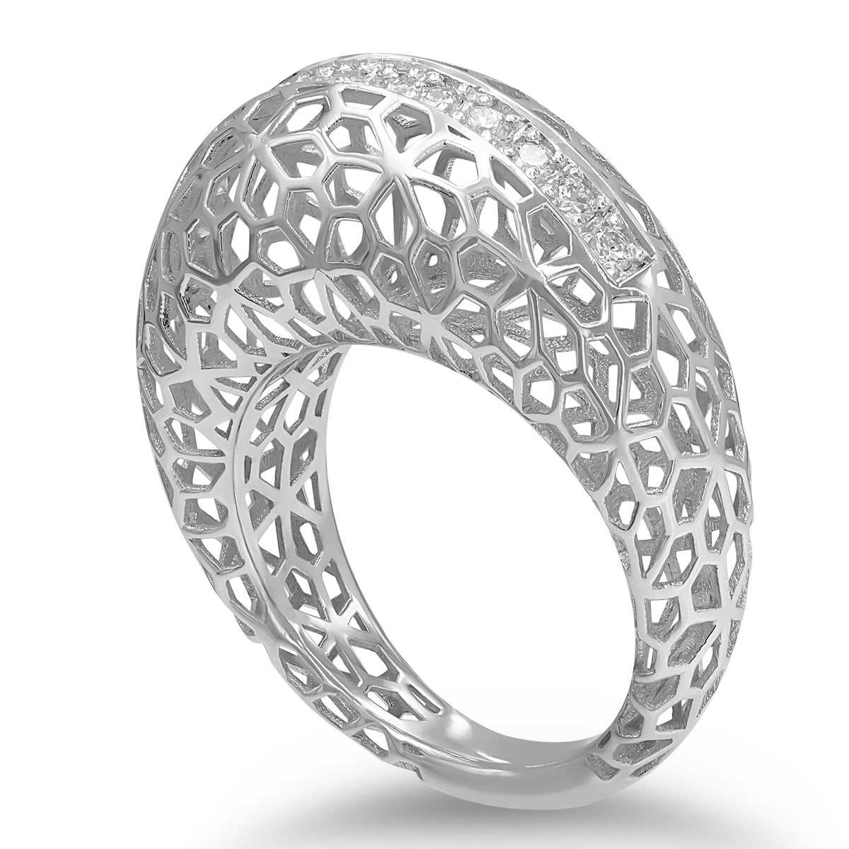 Geometric Web Diamond Ring