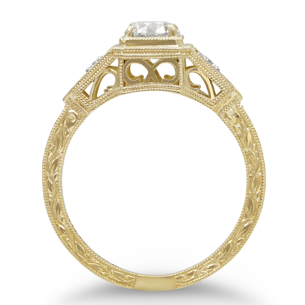 Engraved Yellow Gold Ring