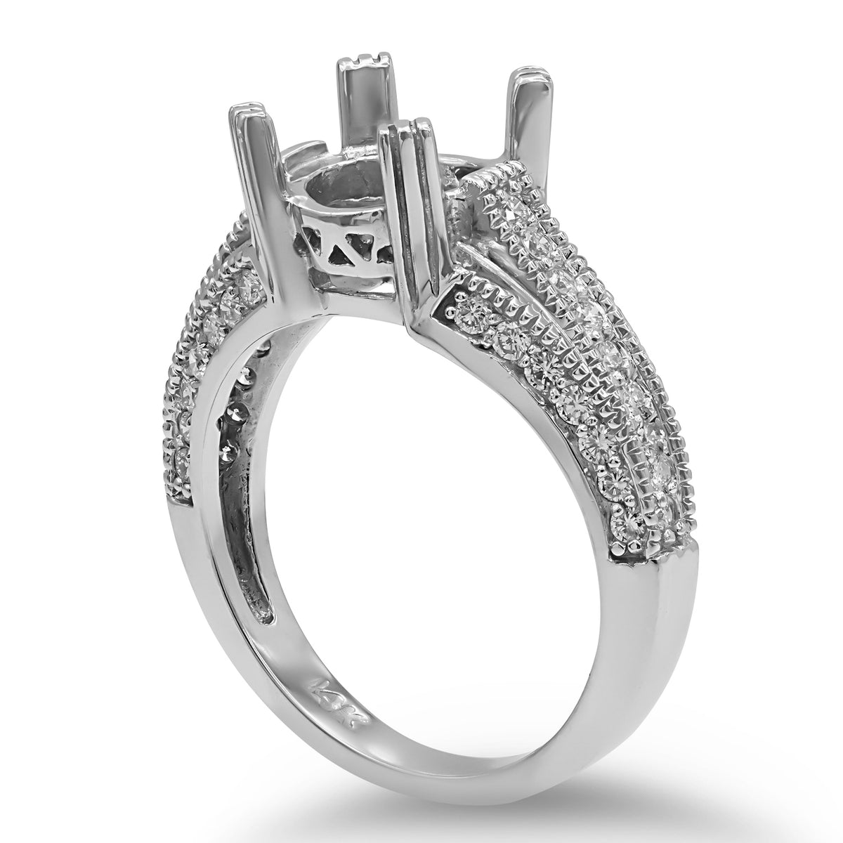 Milgrain Diamond Semi-mount Ring