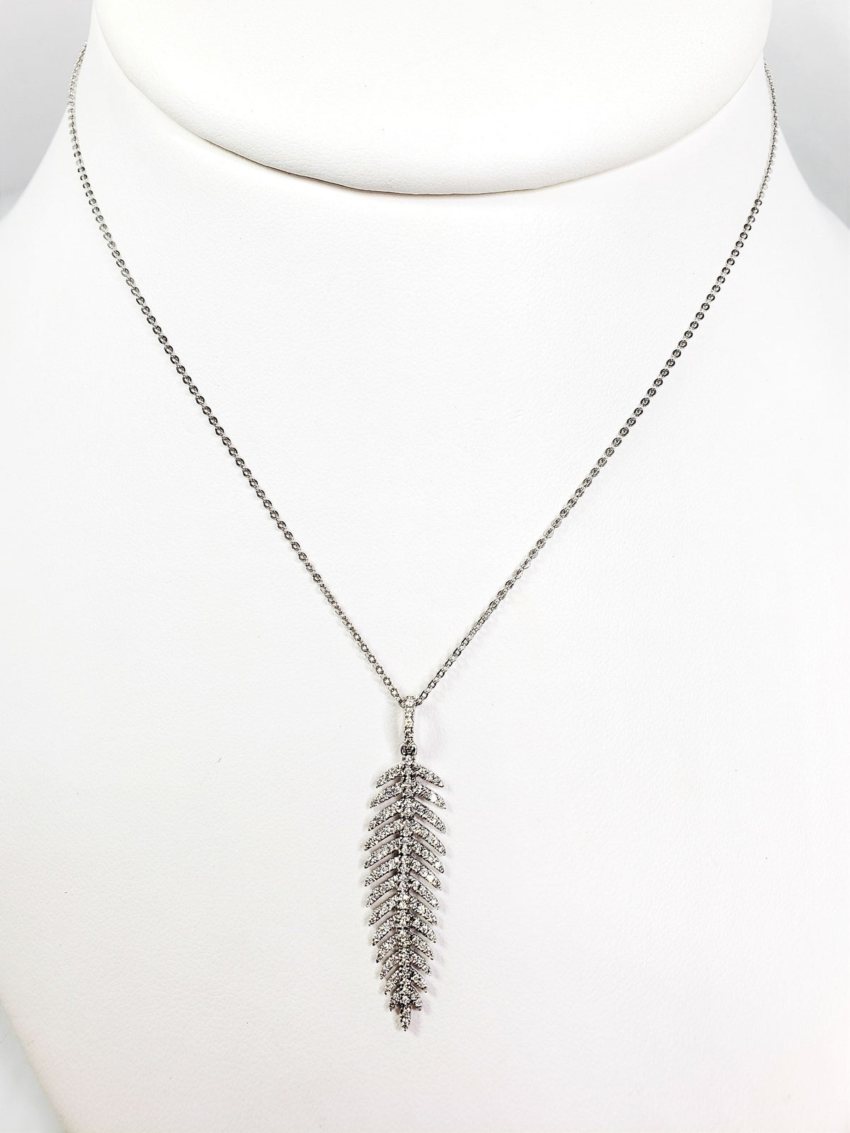 White Gold Diamond Palm Leaf Pendant & Necklace