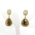 YELLOW GOLD CLASSY ROUGH DIAMOND DANGLE EARRINGS