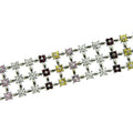 18KW Multicolor Gemstone and Diamond 3 Row Bracelet