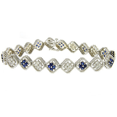 14KW Blue Sapphire and Diamond Bracelet