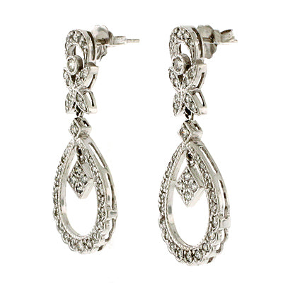 14KW Pave Set Diamond Dangling Earrings
