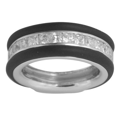 Velocity - Black Rubber with CZ Ring