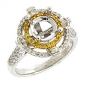 White and Yellow Diamond Semi-Mount Ring in 18 Karat Two Tone Gold