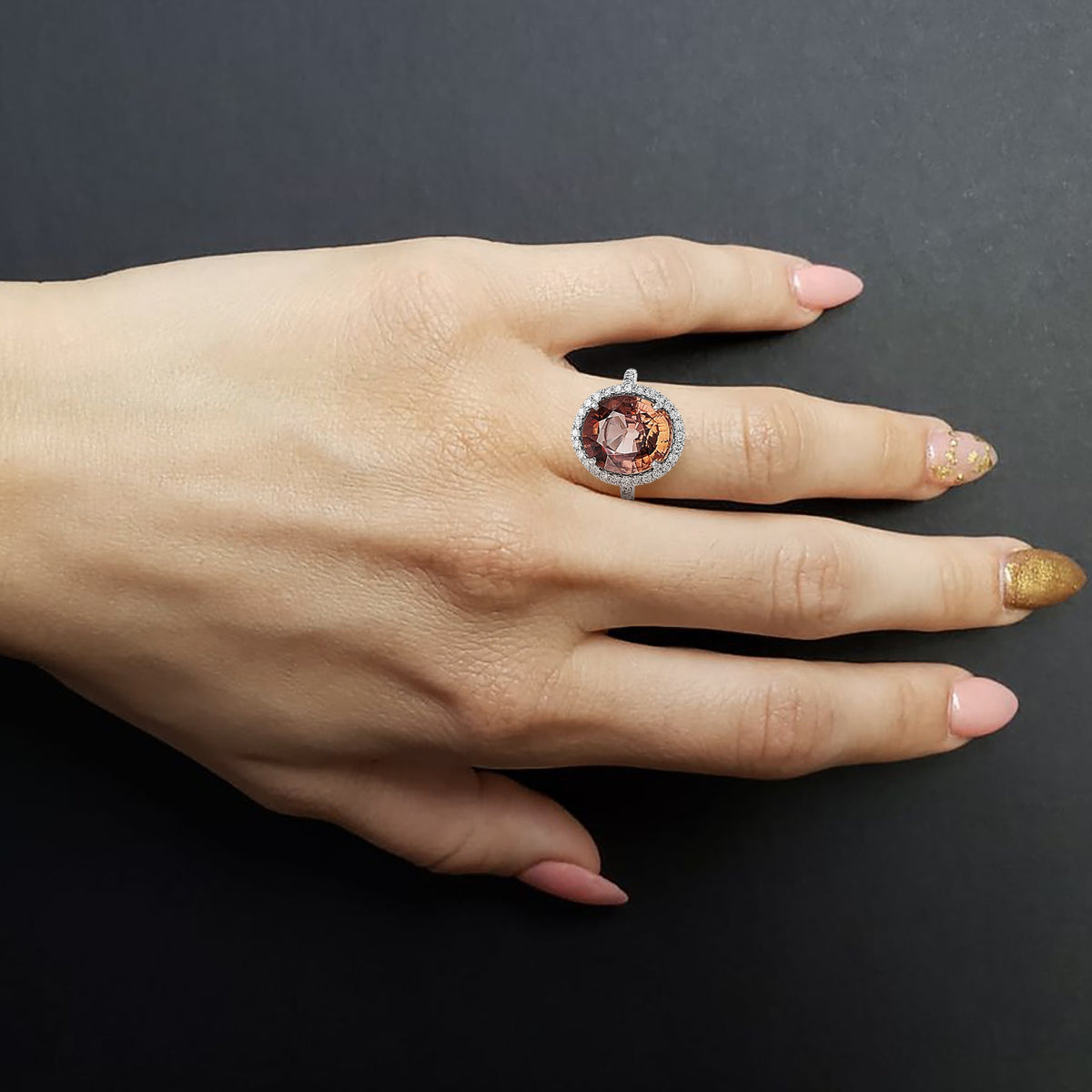 Fancy Color Zircon Ring With Diamonds