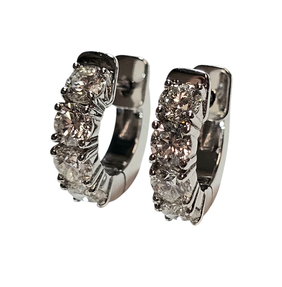 Diamond Huggies Earrings in 18Kt White Gold