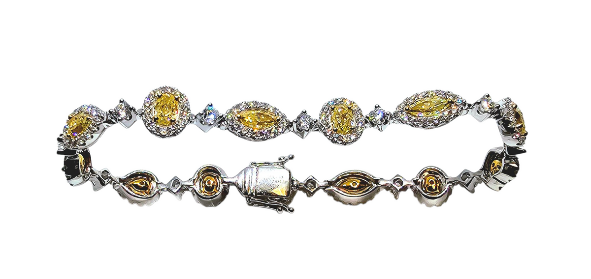 Fancy Yellow Diamond Bracelet in 18Kt Two Tone Gold