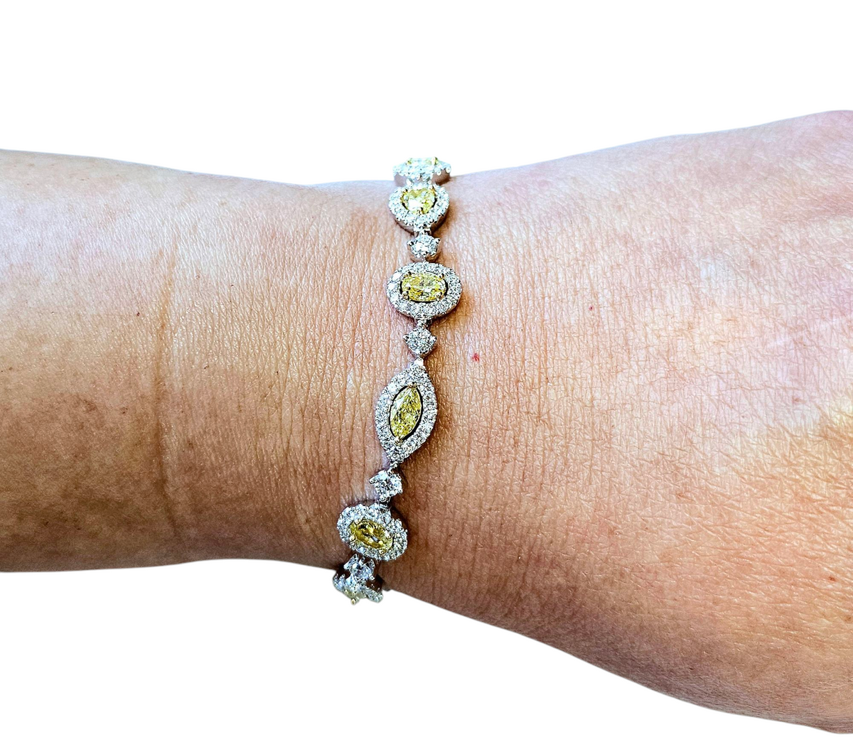 Fancy Yellow Diamond Bracelet in 18Kt Two Tone Gold