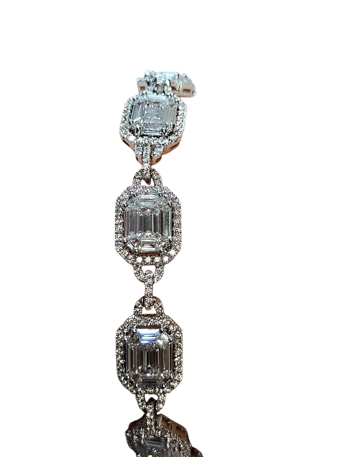 Emerald Cut and Baguettes Diamond Bracelet in 18Kt White Gold