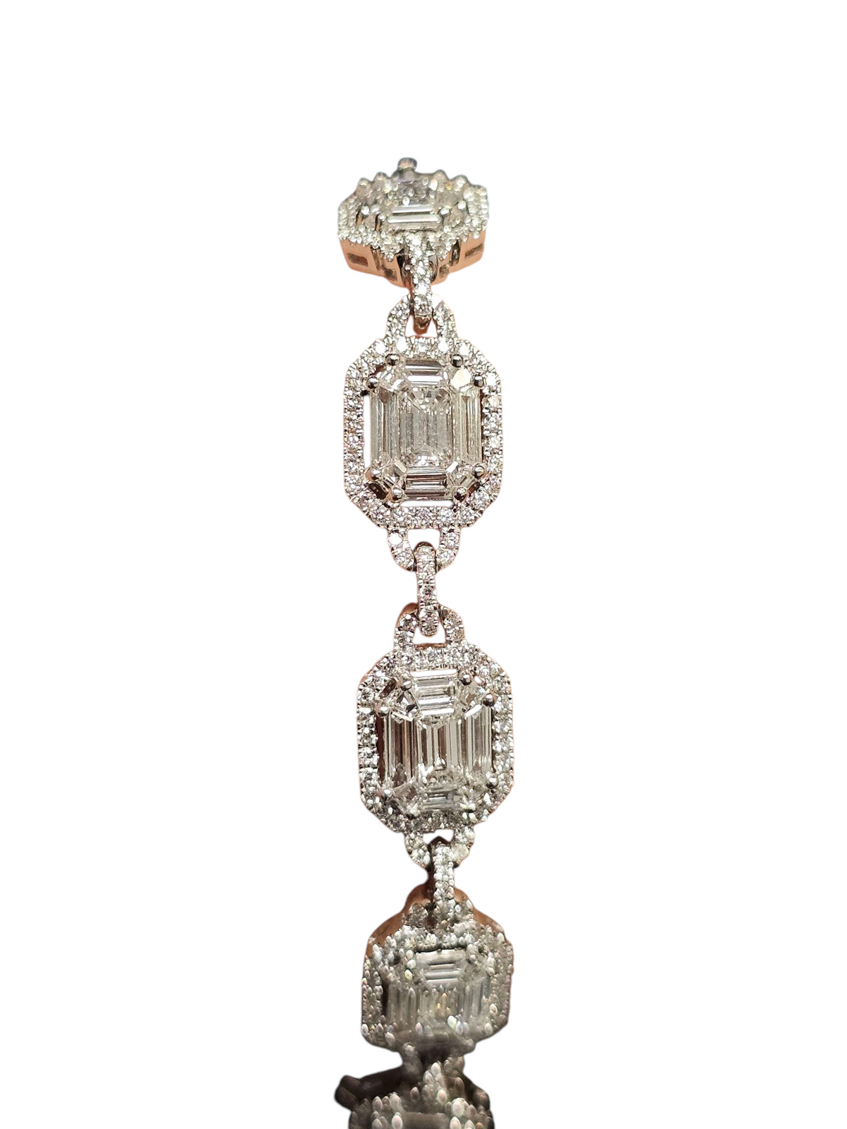 Emerald Cut and Baguettes Diamond Bracelet in 18Kt White Gold