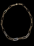 Paperclip Necklace with Diamonds in 14 Karat Yellow Gold