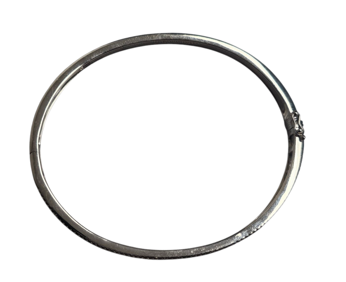 Baguette Diamond Bangle Bracelet in 14 Karat White Gold