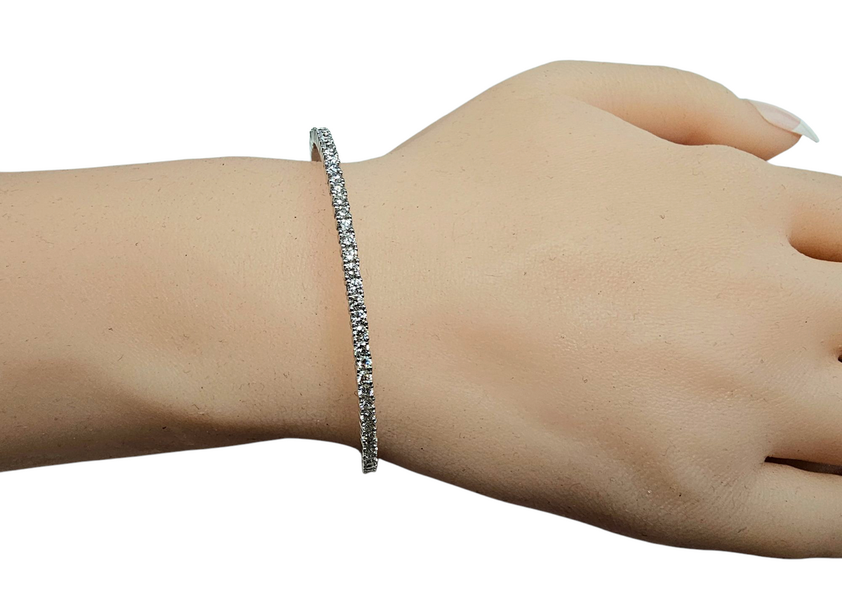 Diamond Bangle Bracelet in 14 Karat White Gold