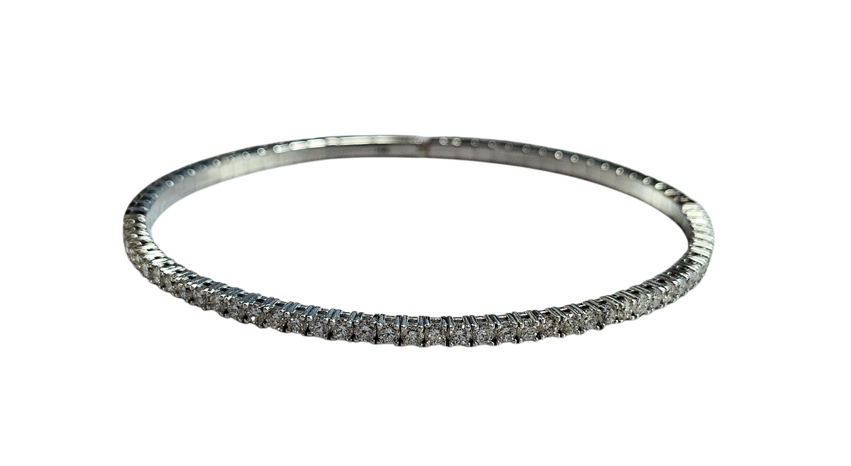 Diamond Bangle Bracelet in 14 Karat White Gold
