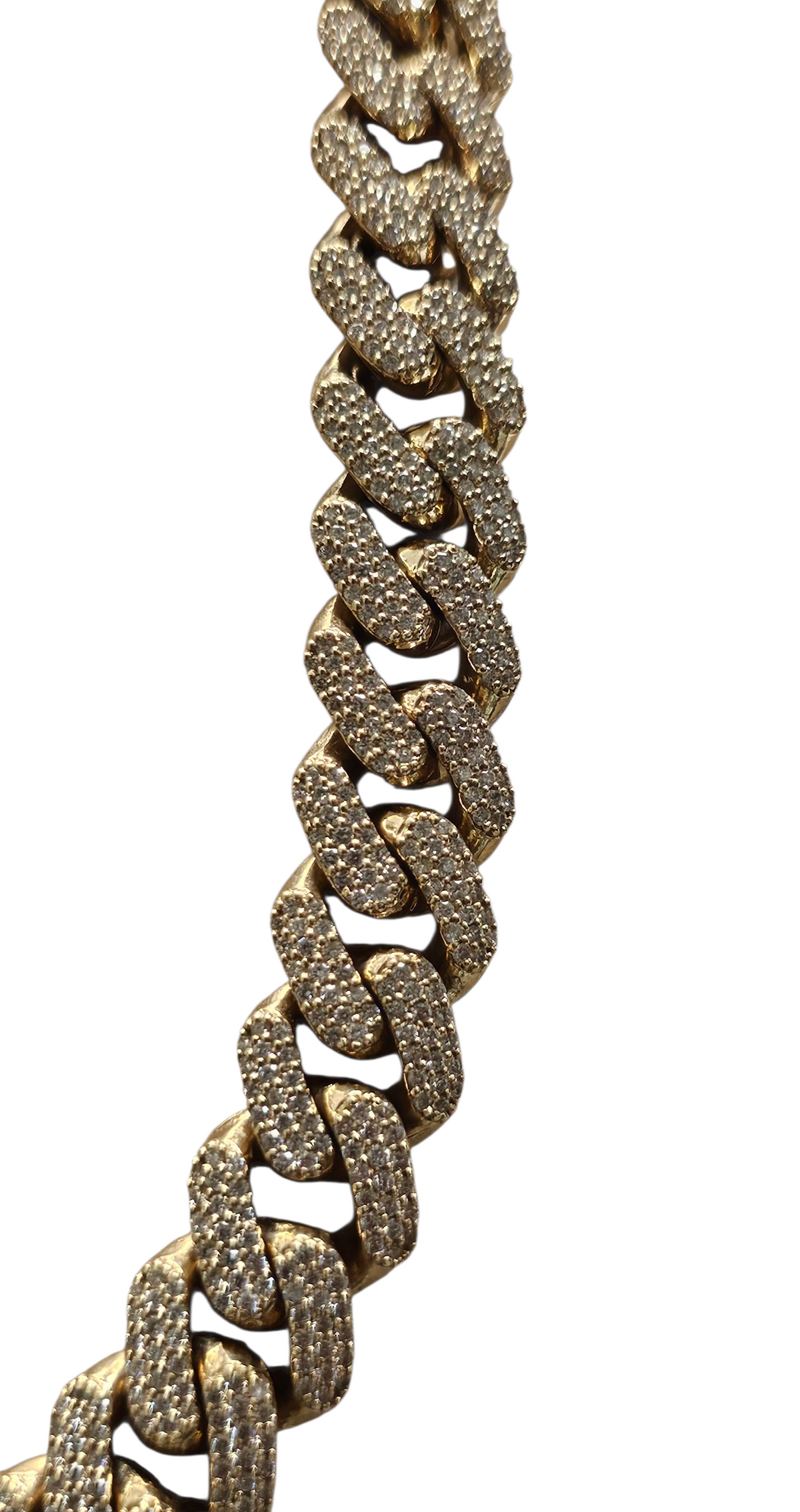 Cuban Diamond Men's Necklace in 14 Karat Yellow Gold