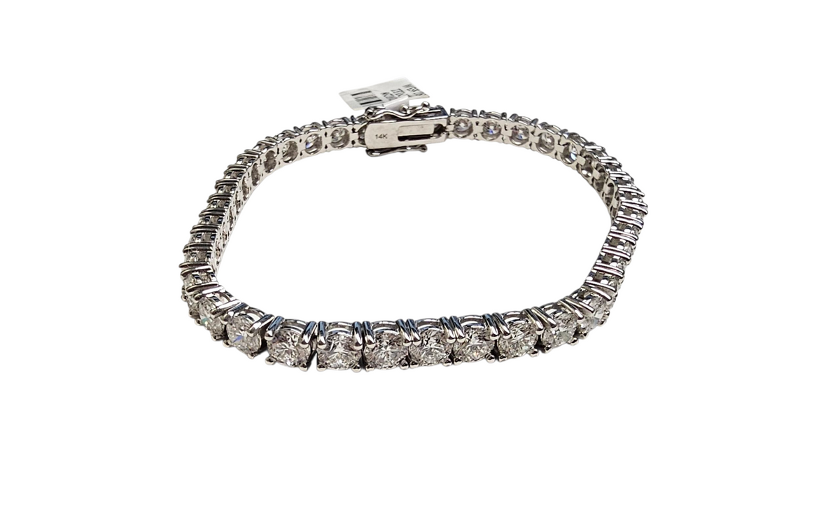 Lab Grown 11.23 Carat Diamond Men's Tennis Bracelet in 14 Karat White Gold