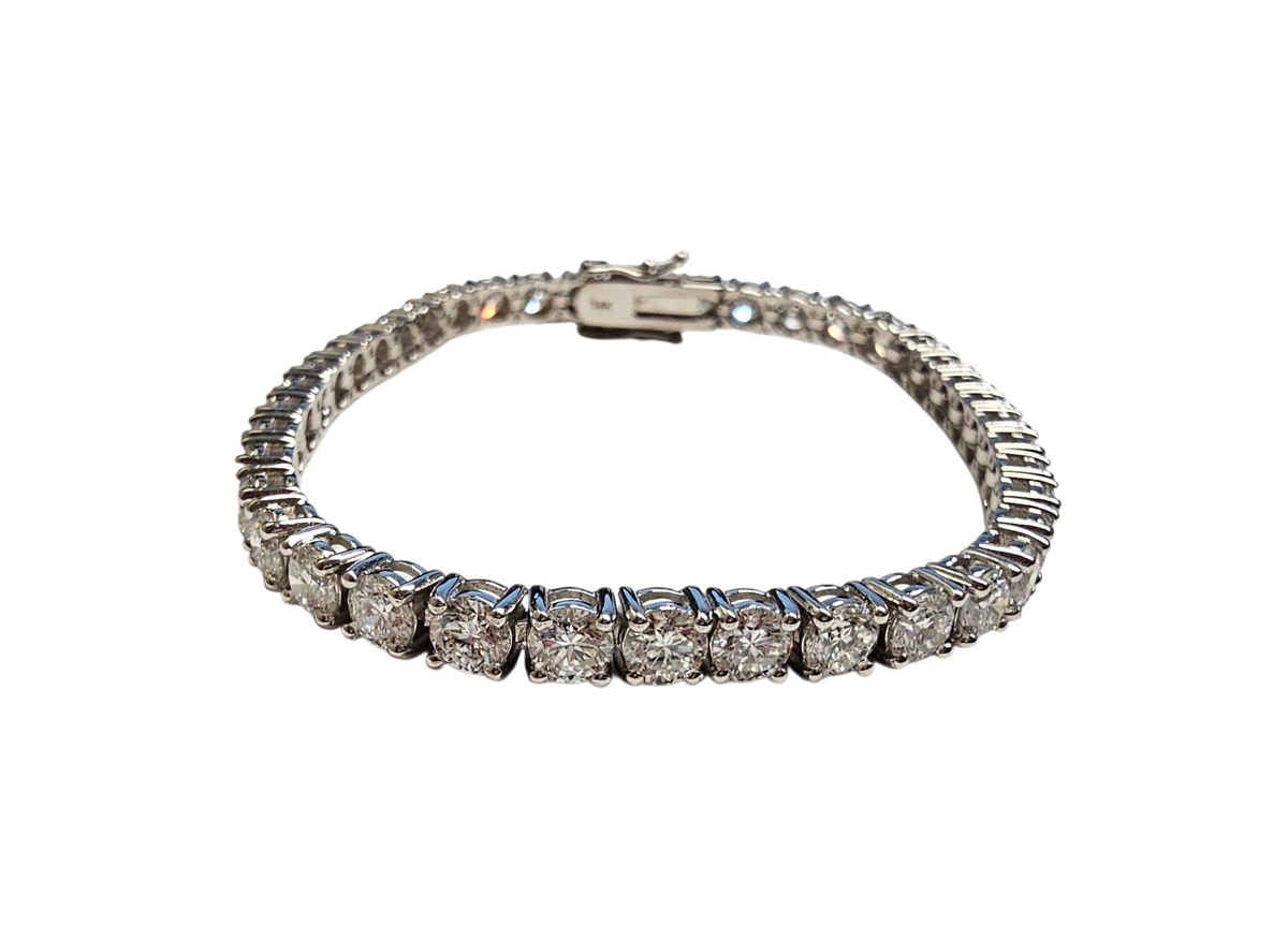 Lab Grown 10.01 Carat Diamond Men's Tennis Bracelet in 14 Karat White Gold