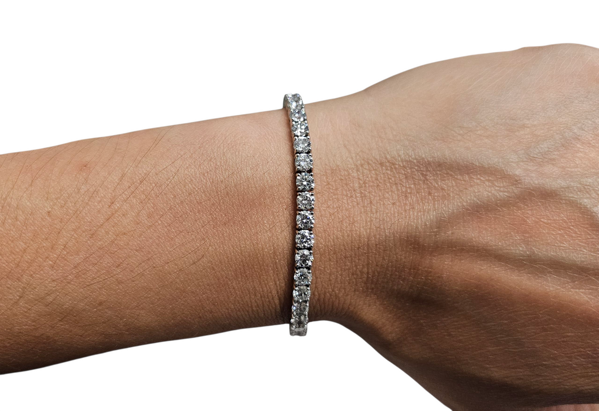Lab Grown 9.07 Carat Diamond Men's Tennis Bracelet in 14 Karat White Gold