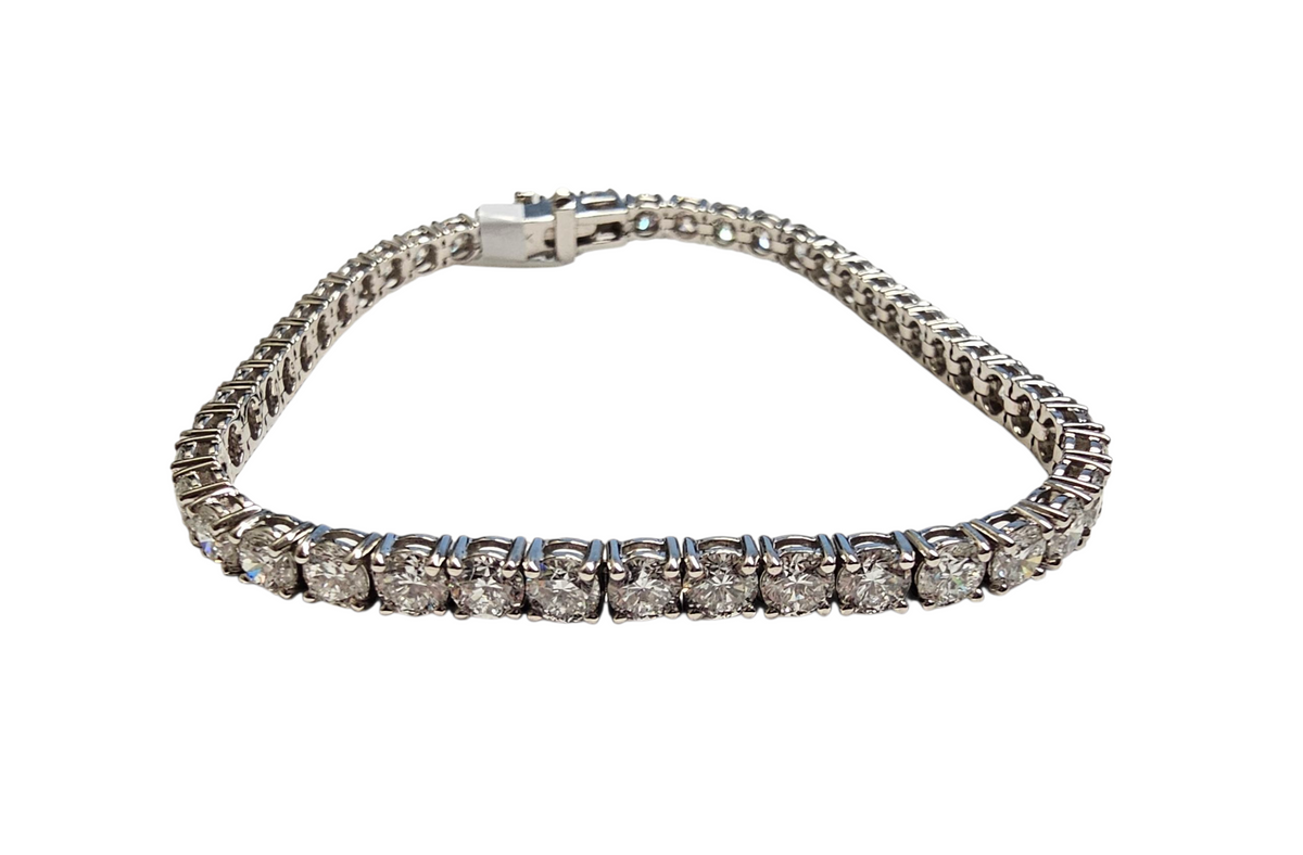 Lab Grown 9.07 Carat Diamond Men's Tennis Bracelet in 14 Karat White Gold