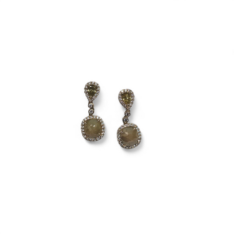 Dangling Yellow Diamond Earrings in 14k Yellow Gold