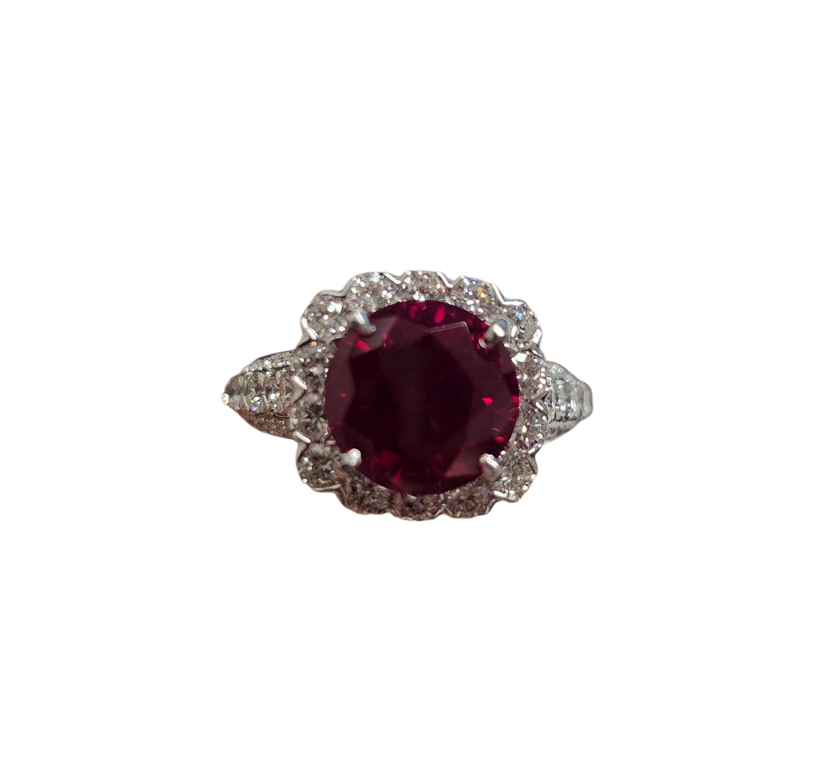 Lab Grown Ruby Diamond Ring in 14Karat White Gold