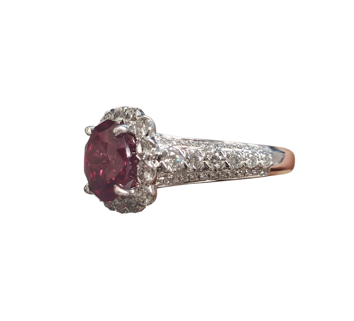 Lab Grown Ruby Diamond Ring in 14Karat White Gold