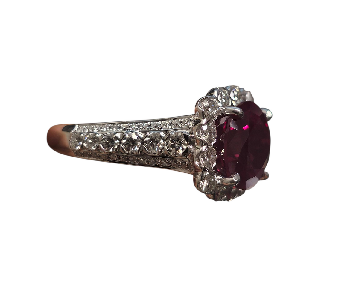 Lab Grown Ruby Diamond Ring in 14Karat White Gold